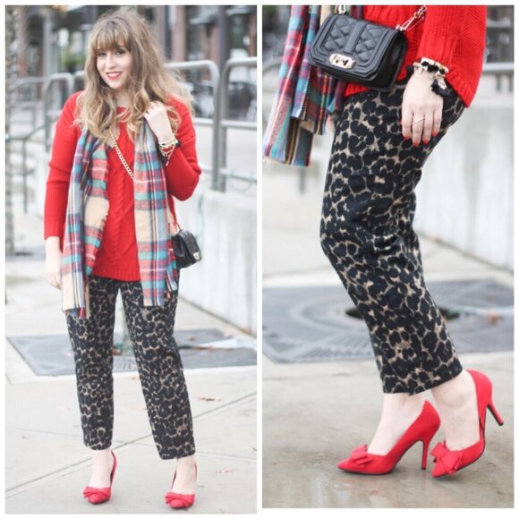 NWT Old Navy Relaxed Mid-Rise Harper Women Trousers Stovepipe size 12 Leopard - Picture 7 of 12